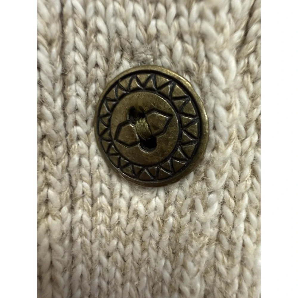 Alfred Dunner Holiday Christmas Cardigan Beige M Embroidered 3D Grandma Cottage